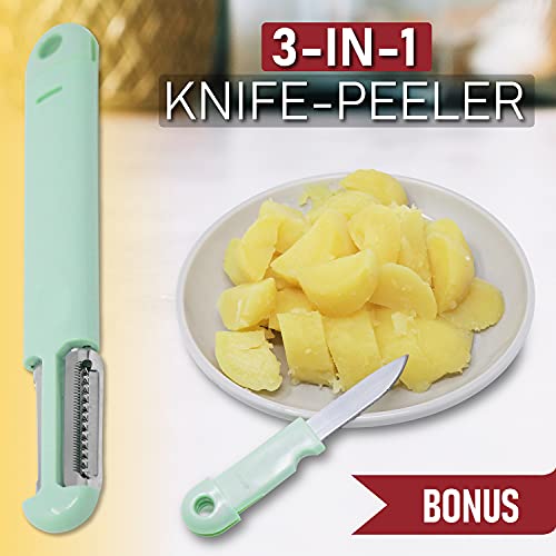 Cook Army Potato Ricer Stainless Steel Professional – 15 Oz Ricer Kitchen Tool With 3 Interchangeable Discs & Non Slip Handle – Mashed Potatoes Ricer & 3 in 1 Veggie Potato Peeler Knife Gadget - Image 4